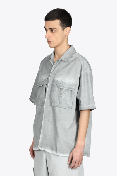 Shop A-cold-wall* Woven Dye Tech Short Sleeve Overshirt Light Grey Garment Dyed Cotton Shirt With Short Sleeves In Grigio Chiaro