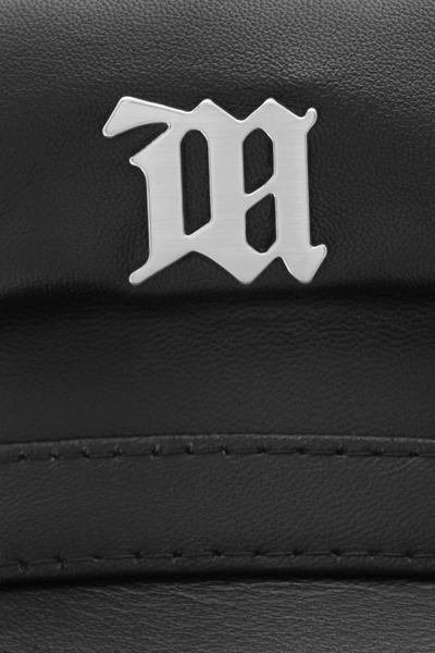 Shop Misbhv Leather Monogram Gavroche Black Leather Gavroche With Metal Logo - Leather Monogram Gavroche In Nero