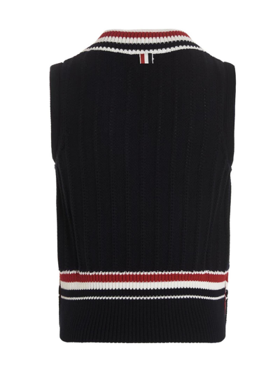 Shop Thom Browne 4bar Gilet In Blue