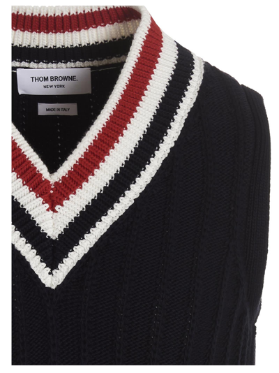 Shop Thom Browne 4bar Gilet In Blue