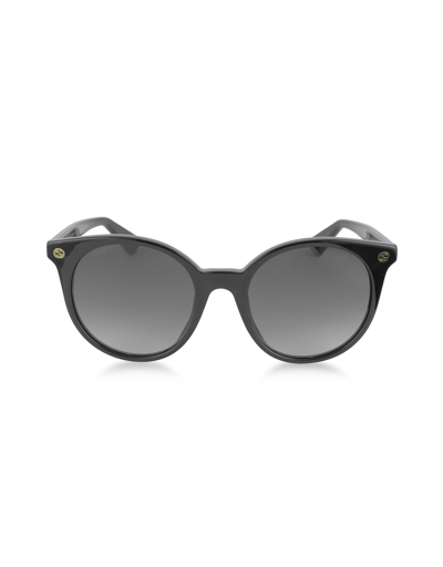 Shop Gucci Gg0091s Acetate Round Womens Sunglasses In Black/shaded Black
