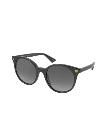 Shop Gucci Gg0091s Acetate Round Womens Sunglasses In Black/shaded Black