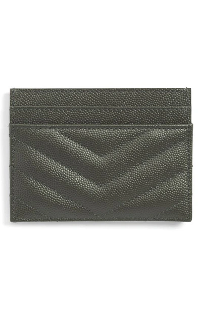 Shop Saint Laurent Monogram Leather Credit Card Case In Coal
