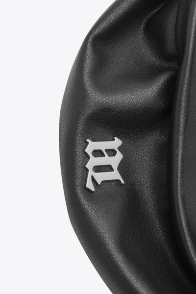Shop Misbhv Vegan Leather Beret Black Vegan Leather Beret With Metal Logo - Vegan Leather Beret In Nero