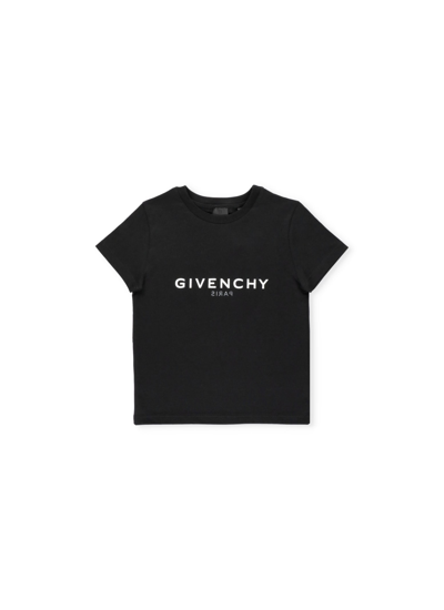 Givenchy Kids' Mirrored-logo Cotton T-shirt In Black | ModeSens