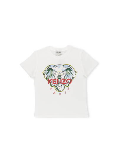 Shop Kenzo Elephant T-shirt In Ecru
