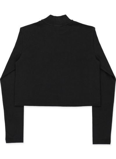 Shop Fendi Cotton Cropped T-shirt In Black