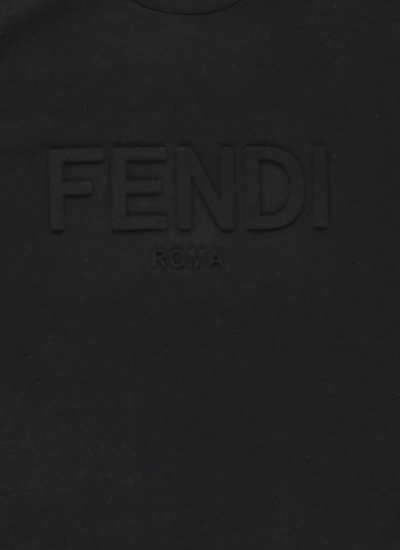 Shop Fendi Cotton Cropped T-shirt In Black