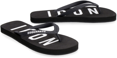 Shop Dsquared2 Icon Rubber Thong-sandals In Black