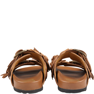 Shop Gallucci Brown Sandals For Girl With Flowers