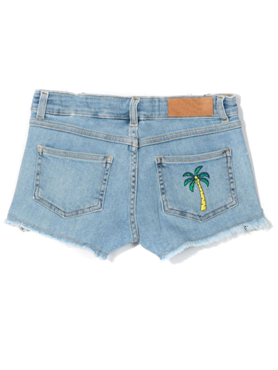 Shop Palm Angels Blu Cotton Shorts