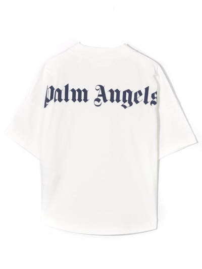 Shop Palm Angels White Cotton Tshirt In Bianco