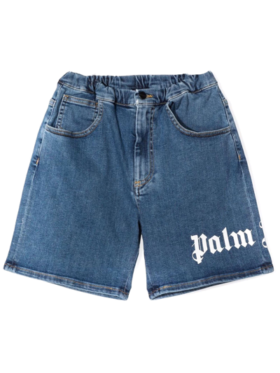 Shop Palm Angels Blu Cotton Jeans