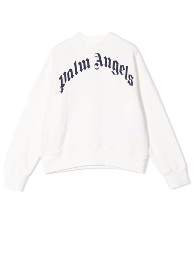 Shop Palm Angels White Cotton Sweatshirt In Bianco