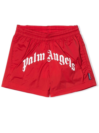 Shop Palm Angels Red Polyester Swim Short In Rosso