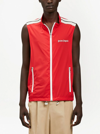 Shop Palm Angels Logo-print Gilet In Red