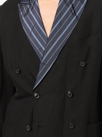 Shop Maison Margiela Contrast-lapel Double-breasted Blazer In Black