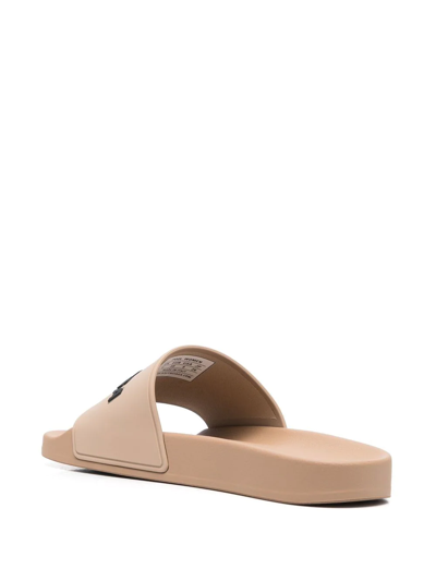 Shop Balenciaga Logo-embossed Pool Slides In Nude