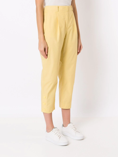 Shop Alcaçuz Clipper High-waisted Cropped Trousers In Yellow