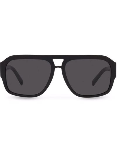 Shop Dolce & Gabbana Dg Crossed Pilot-frame Sunglasses In Black