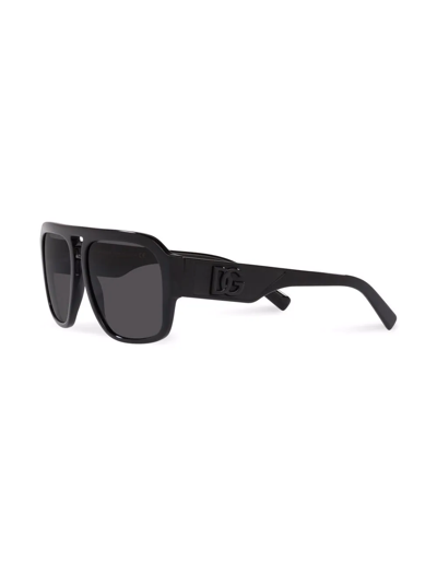 Shop Dolce & Gabbana Dg Crossed Pilot-frame Sunglasses In Black