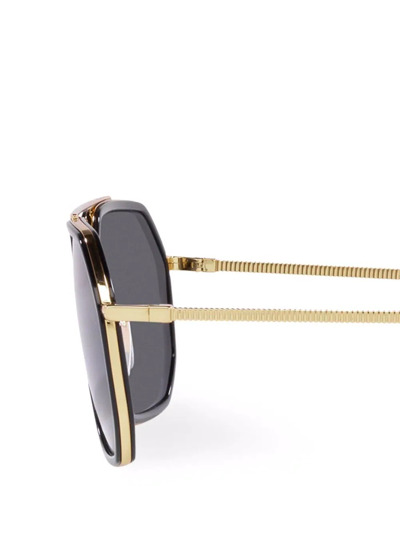 Shop Dolce & Gabbana Double-bridge Pilot-frame Sunglasses In Black