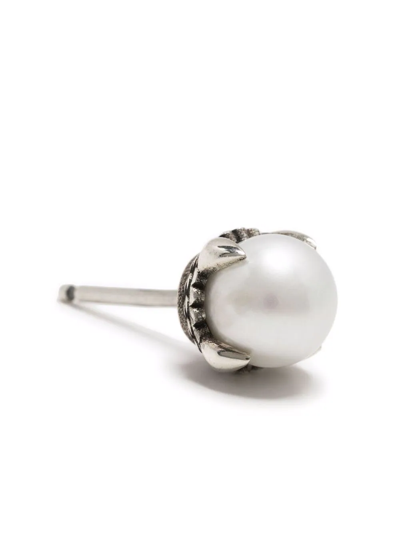 Emanuele Bicocchi Pearl Stud Earring In Silver