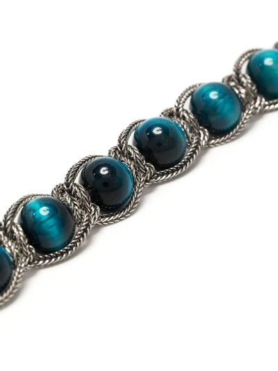 Shop Emanuele Bicocchi Braided Bead Bracelet In Silver