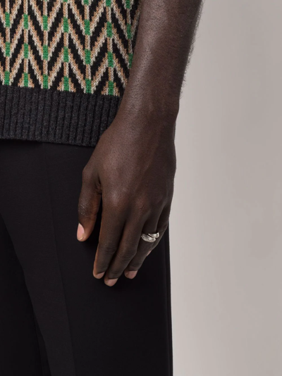 Emanuele Bicocchi Silver Pyramid Spiral Ring In Silber