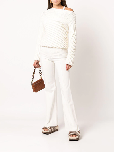 Shop See By Chloé Broderie Anglaise Flared Jeans In Weiss