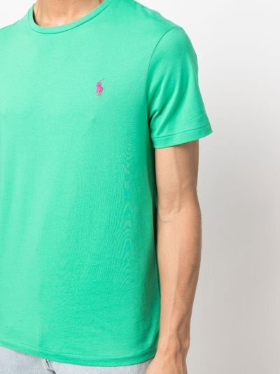 Shop Polo Ralph Lauren Embroidered-logo Cotton T-shirt In Grün
