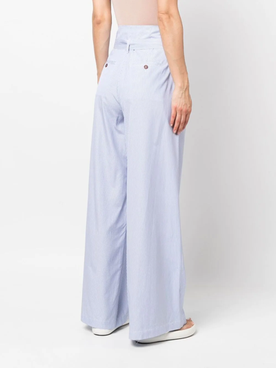 Jejia Stripe-print Tie-waist Palazzo Pants In Blau
