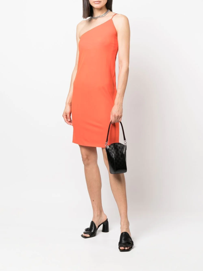 Dsquared2 Off-shoulder Knee-length Dress In Orange