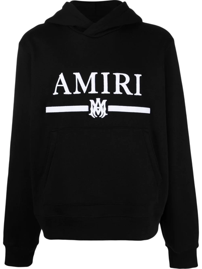 Shop Amiri Logo-print Cotton Hoodie In Schwarz