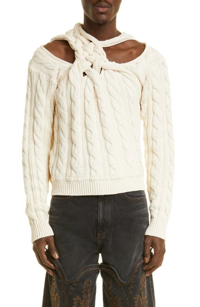 Braided Cable-knit Cotton-blend Jumper In Neutrals