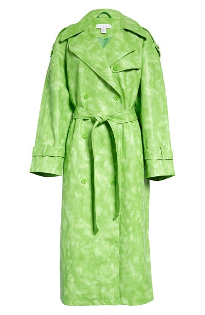 Shop Topshop Tie Dye Faux Leather Trench Coat In Light Green