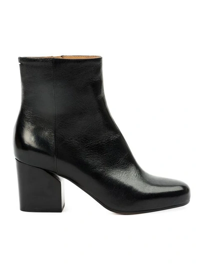 Maison Margiela Leather Chunky Heel Mid-calf Boots In Black