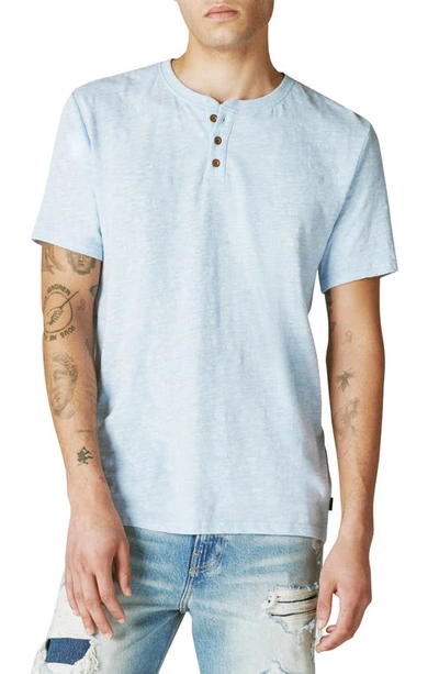 Shop Lucky Brand Short Sleeve Henley T-shirt In Blue Bell