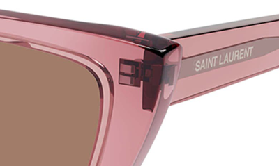 Shop Saint Laurent Mica 53mm Rectangular Sunglasses In Pink 2