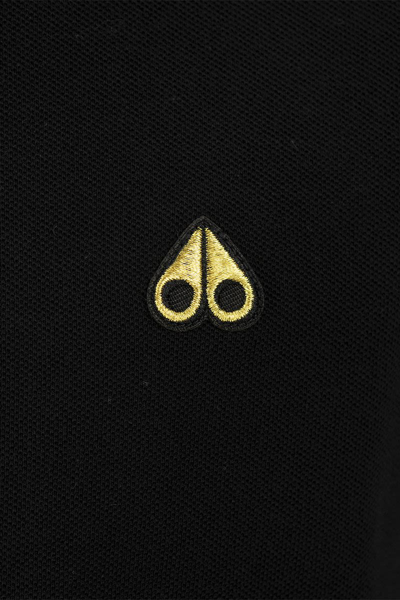 Shop Moose Knuckles Piqué Polo Shirt With Gold Logo In Black