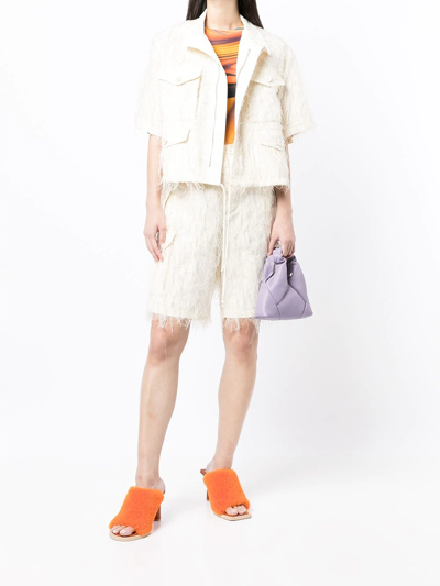 Undercover Fringed Cargo Shorts In Weiss