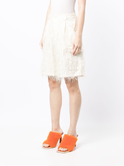 Undercover Fringed Cargo Shorts In Weiss
