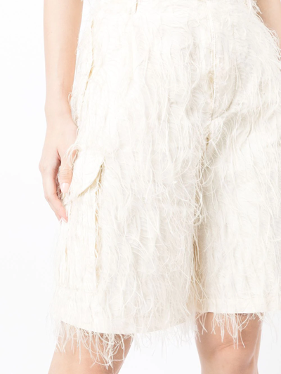 Undercover Fringed Cargo Shorts In Weiss