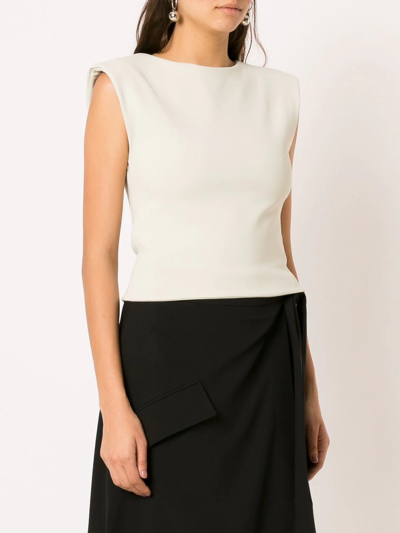 Shop Gloria Coelho Cut-out Sleeveless Top In Neutrals