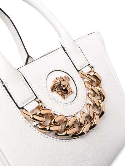 Shop Versace La Medusa Leather Tote Bag In Weiss