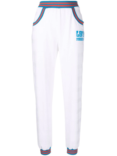 Shop Love Moschino Stripe-trim Cotton Track Trousers In White