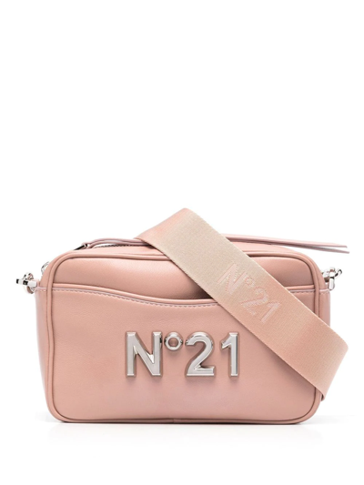 Shop N°21 Logo-plaque Leather Crossbody Bag In Pink