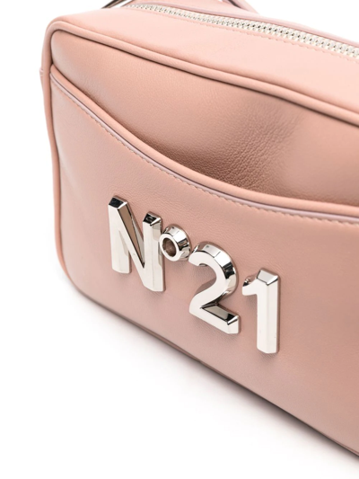 Shop N°21 Logo-plaque Leather Crossbody Bag In Pink