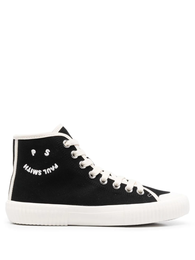 Paul Smith Logo-embroidered High-top Trainers In Black | ModeSens