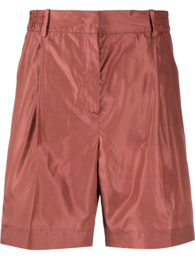Shop Valentino High-waisted Silk Shorts In Rot